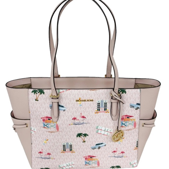 Michael Kors Gilly Large Tote Light Powder Blush Pink MK Miami Beach - Picture 5 of 9